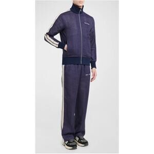 PALM ANGELS Classic Logo Striped Linen Track Pant Navy